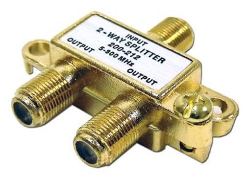 Coaxial Splitter - MATV F-Type - 2 Way - Gold - 900Mhz DC-Passive