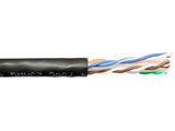 Solid Cat 6e riser-rated network cable showing internal twisted pair construction
