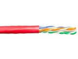 Solid Cat 6e riser network cable showing internal twisted pair construction