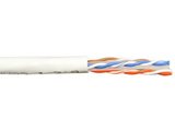 Solid Cat 6e riser network cable showing internal twisted pair construction