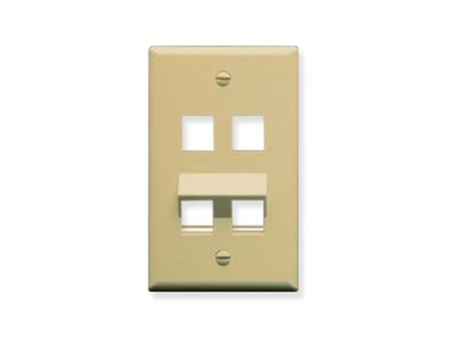 Faceplate - Bottom Angled - 4 Port Single Gang - Ivory