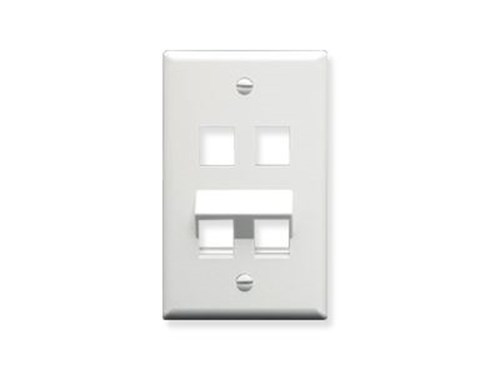 Faceplate - Bottom Angled - 4 Port Single Gang - White