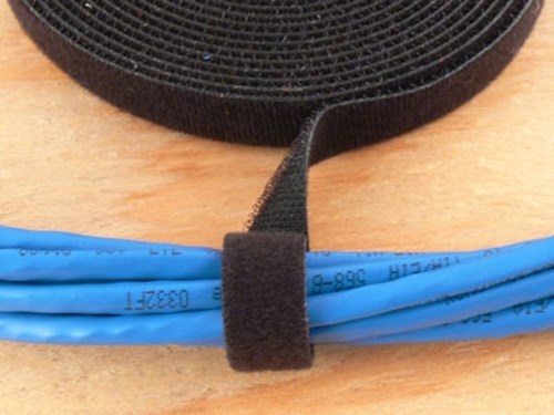 1/2 Inch Continuous Black Hook and Loop Wrap - 10 Yards