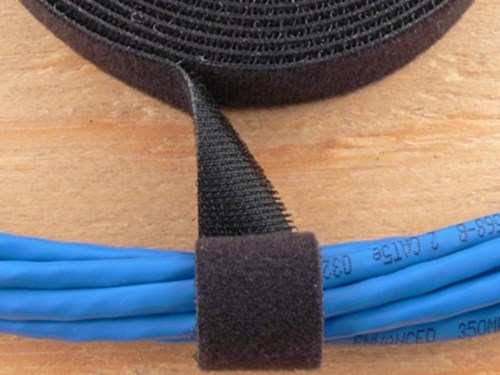 3/4 Inch Continuous Black Hook and Loop Wrap - 25 Yards