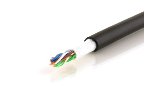 CAT5e 350Mhz Outdoor Network Cable - Solid, Black, Direct Burial CMX - 1000 FT