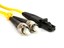MTRJ to ST singlemode duplex fiber optic patch cable, 9/125, connector view