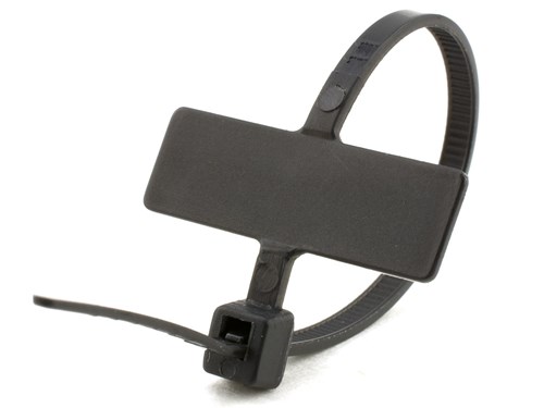 4 Inch Black Miniature ID Cable Tie - Inside Flag - 100 Pack
