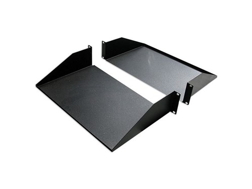 19" Double-Sided Non-Vented Divided Shelf, 2U, 25"D, Black