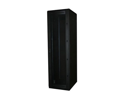6Ft Floor Enclosure, Vented Mesh Door,  23"W X 31"D, 42U, Black, Knockdown