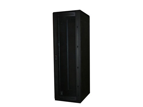 6Ft Floor Enclosure, Vented Mesh Door,  27"W X 34"D, 42U, Black, Knockdown