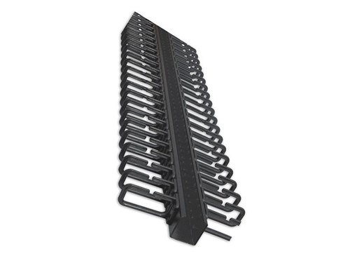 6Ft Vertical Cable Manager, 4" Rings, 50 Cables Per Side, Black