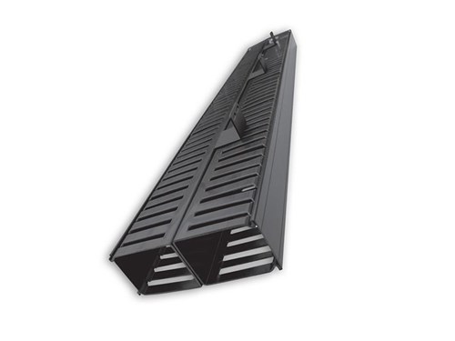 6Ft 2-Post Rack Vertical Cable Mgr, Duct W/Cover, 70 Cables Per Side, Black