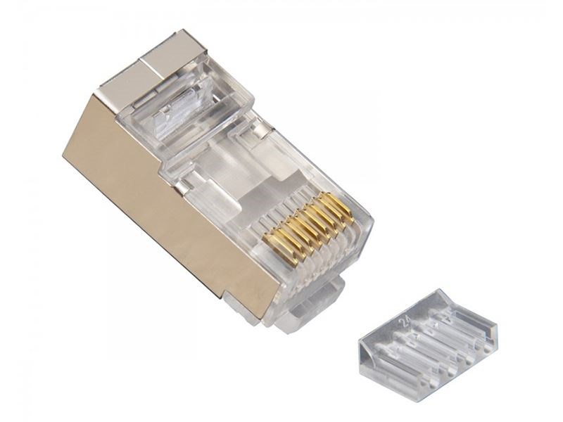 10-Pack RJ45 8P8C Shielded Modular Plug - Cat5 Lan Connector For Ethernet Cables