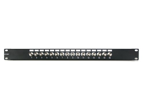 16 Port Fully Loaded 75 Ohm BNC Coaxial Patch Panel - 1U
