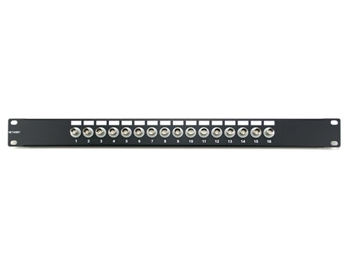 16 Port Fully Loaded 75 Ohm Isolated BNC Coaxial Patch Panel - 1U