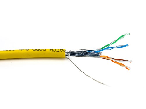 Mini Cat 6A Bulk Cable - Stranded, Yellow, Riser (CMR), Shielded (F/UTP) - 1000 FT
