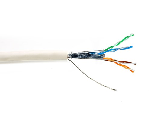 Mini Cat 6A Bulk Cable - Stranded, White, Riser (CMR), Shielded (F/UTP) - 1000 FT