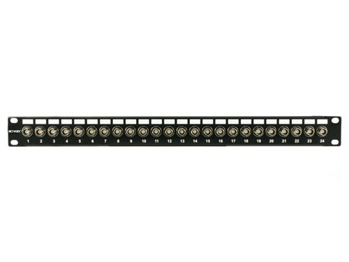 24 Port Fully Loaded 75 Ohm BNC Coaxial Patch Panel - 1U