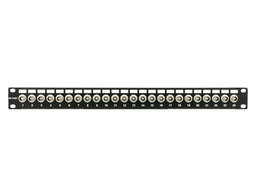 24 Port Fully Loaded 75 Ohm Isolated BNC Coaxial Patch Panel - 1U