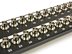 Close-up of 75 ohm BNC connectors on 32 port coaxial patch panel - 1 of 4