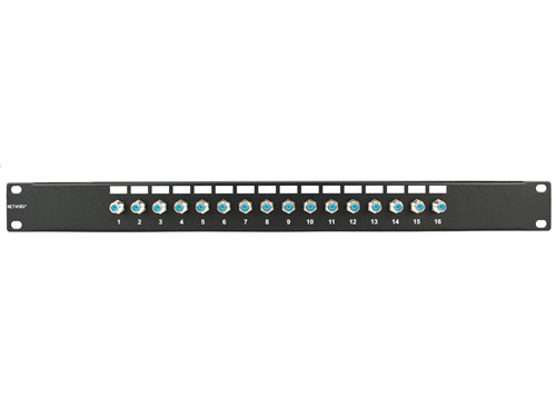 F-Type Coaxial Patch Panel - 16 Port, 1U, 3Ghz, Fully Loaded