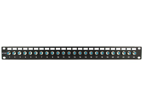 F-Type Coaxial Patch Panel - 24 Port, 1U, 3Ghz, Fully Loaded
