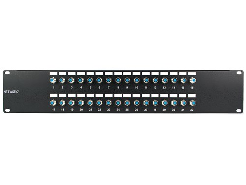 F-Type Coaxial Patch Panel - 32 Port, 2U, 3Ghz, Fully Loaded