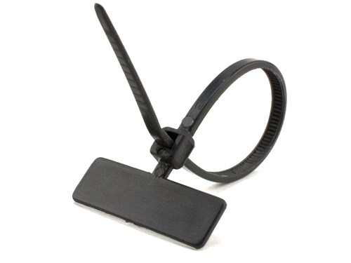 4 Inch Black Miniature ID Cable Tie - Outside Flag - 100 Pack