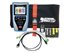 Front view of Platinum tools Cable Prowler main unit, Coax and Network Remote Set: #1-5, F-Connector Coupler in foam holder, a Network/Tel Testing and ID Remote #1, a pair of No-Fault Cables, and a Micro USB Cable - 1 of 3