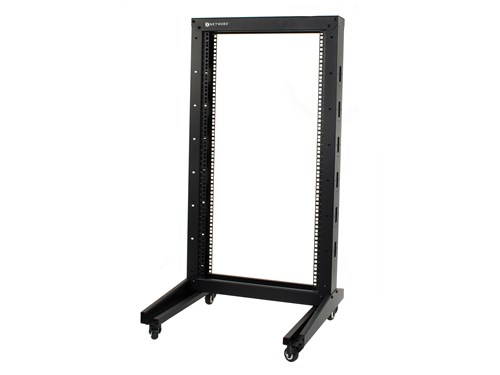 2-Post Free Standing Open Frame Network Relay Rack - 22U, M6 Cage Nut Rails