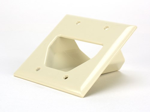 2-Gang Recessed Low Voltage Cable Plate - Lite Almond