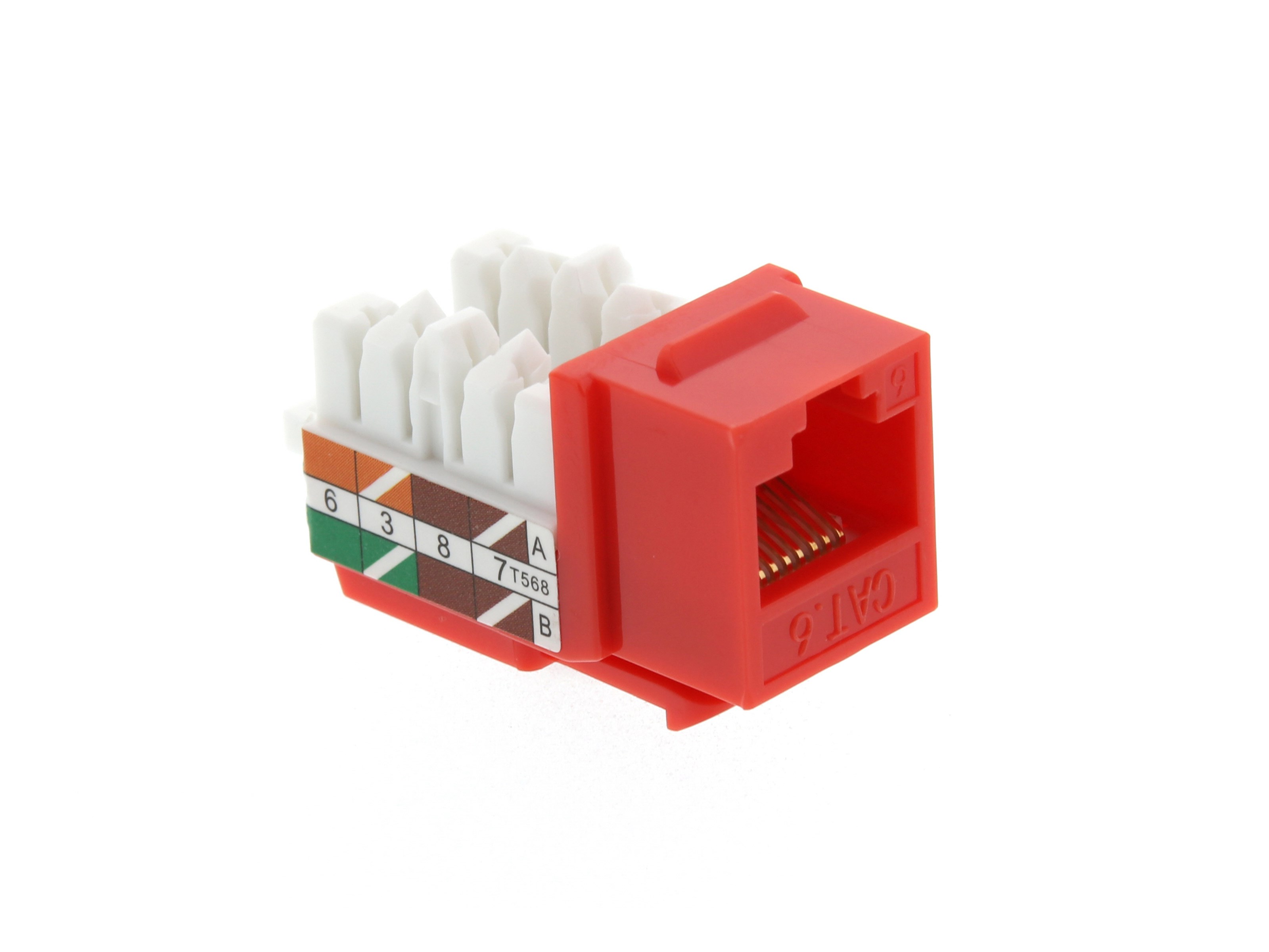 CAT6 Keystone Jack 90 Degree 110 UTP - Red | Computer Cable Store