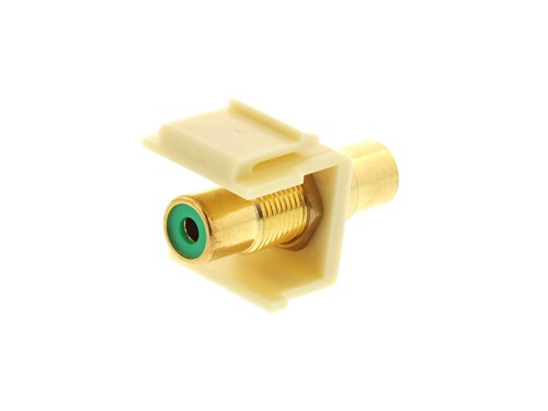 Feed Through Keystone Jack - RCA (Component / Composite) - Ivory - Color Coded Green