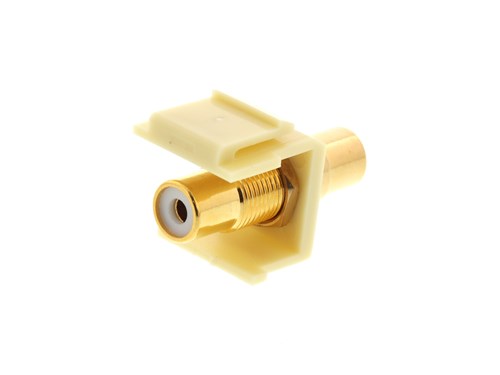 Feed Through Keystone Jack - RCA (Component / Composite) - Ivory - Color Coded White