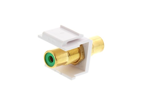 Feed Through Keystone Jack - RCA (Component / Composite) - White - Color Coded Green