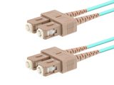 SC to SC multimode duplex fiber optic patch cable, 50/125 OM3, laser optimized, connector view