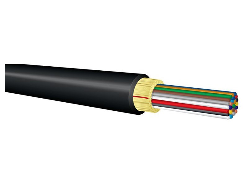 12-Strand Fiber OM3 Fiber Optic Cable, 12-Strand Fiber Indoor/ Outdoor, Multimode 50/125, Plenum Rated, Black, 1000ft