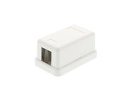 1 port white surface mount box angled front view