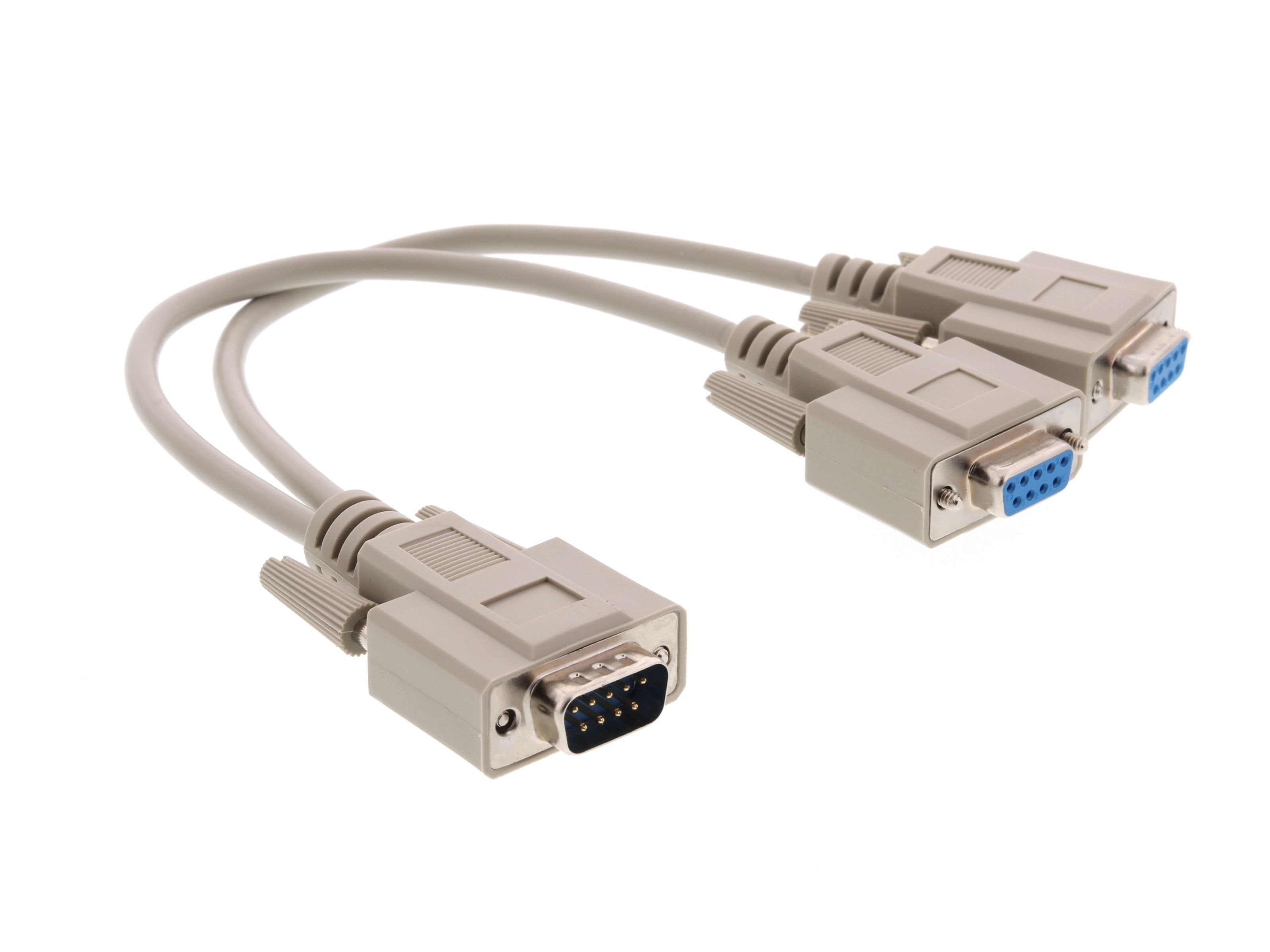 thumbnail image 2 of PTC DB9 Serial RS-232 Y-Splitter Cable – 1 Foot, Beige, 1 Male To 2 Female With Thumbscrews 2 of 5