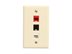 Almond 3 port single gang keystone wall plate with installed jacks - 1 of 3