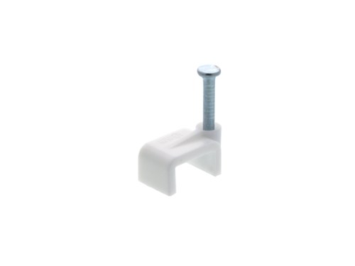 10mm White Flat Nail Cable Clip - 100 Pack