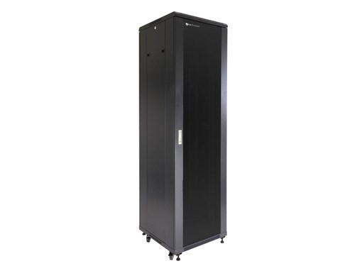 Server Enclosure 42U 23"W x 23"D x 80"H, Tempered Glass Door, Removable Side Panels, Solid Rear Door, Knockdown