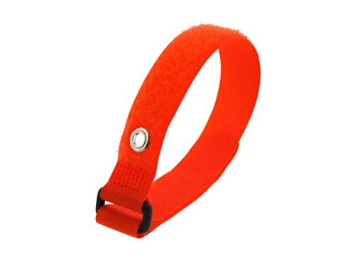 12 Inch Orange Cinch Strap with Eyelet - 5 Pack | Computer Cable Store