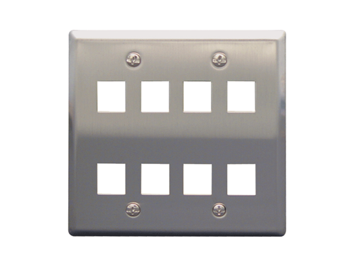 Faceplate Stainless Steel 2-gang 8-port