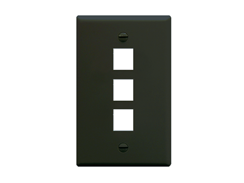 Faceplate Flat 1-gang 3-port Black