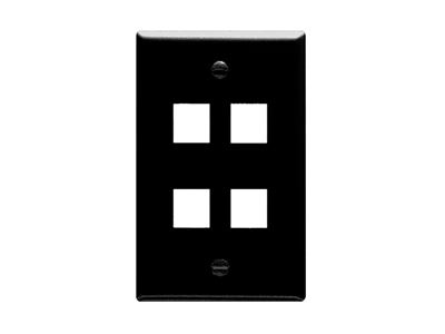 Picture of Faceplate Flat 1-gang 4-port Black