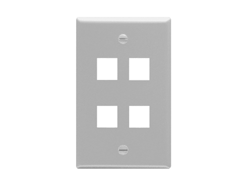 Faceplate Flat 1-gang 4-port Gray