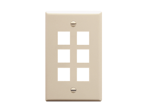 Faceplate Flat 1-gang 6-port Almond