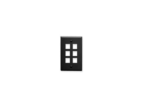 Faceplate Flat 1-gang 6-port Black