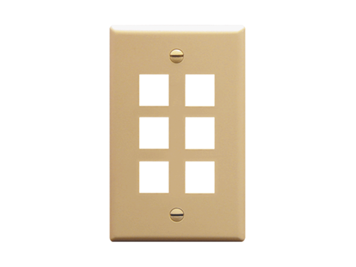 Faceplate Flat 1-gang 6-port Ivory